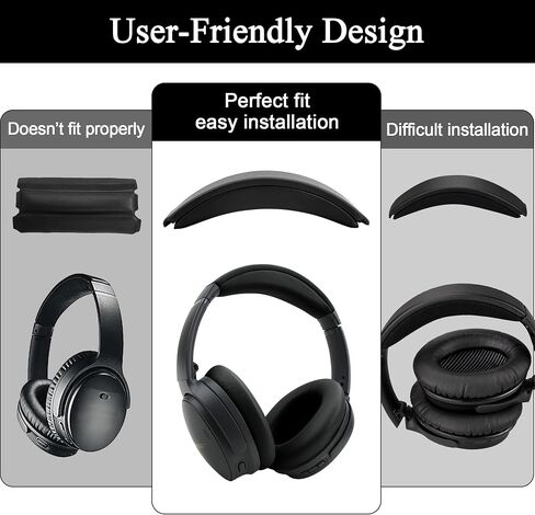 استبدال عصابة الرأس لـ Bose QuietComfort 35 - Snap on Design Parts لـ QC45 QC35II QC35 السلكية واللاسلكية ، التثبيت السريع (الأسود) in Kuwait