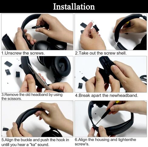 استبدال عصابة الرأس لـ Bose QuietComfort 35 - Snap on Design Parts لـ QC45 QC35II QC35 السلكية واللاسلكية ، التثبيت السريع (الأسود) in Kuwait