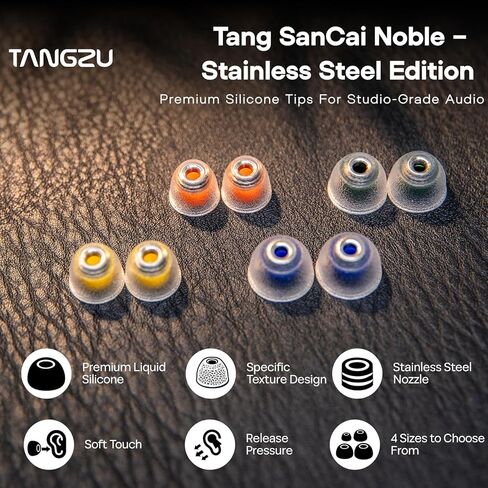 Linsoul Tangzu Tang Sancai نبيلة سماعات الأذن ، مقابس أذن IEM من الفولاذ المقاوم للصدأ ، وحجم الأذن السيليكون السائل القابل للاستبدال ، 4 أزواج ، حجم XS/S/M/L لتر في سماعات الأذن (XS/S/M/L- كل حجم) in Kuwait