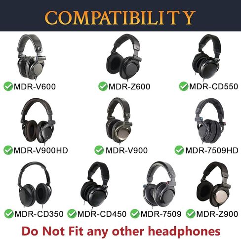 Soulwit Mesh Fabricpads استبدال Sony MDR-CD350/CD450/CD550/V600/V900/V900HD/Z600/Z900/7509/7509HD ، وسادات الأذن مع رغوة ذاكرة عالية الكثافة-أسود-أسود in Saudi Arabia