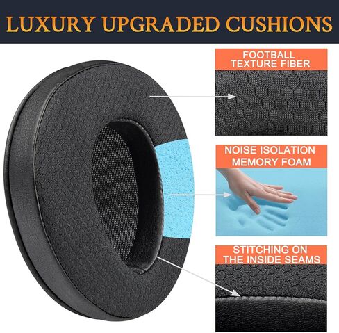 Soulwit Mesh Fabricpads استبدال Sony MDR-CD350/CD450/CD550/V600/V900/V900HD/Z600/Z900/7509/7509HD ، وسادات الأذن مع رغوة ذاكرة عالية الكثافة-أسود-أسود in Saudi Arabia