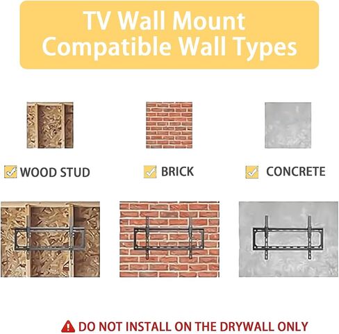 TV Wall Mount Bracket for 26-63 Inch TV Universal Fit for Flat Panel LED LCD OLED TVs Max VESA 400x400mm Maximum Weight Capacity 110 lbs (14-42 Inch) in Saudi Arabia