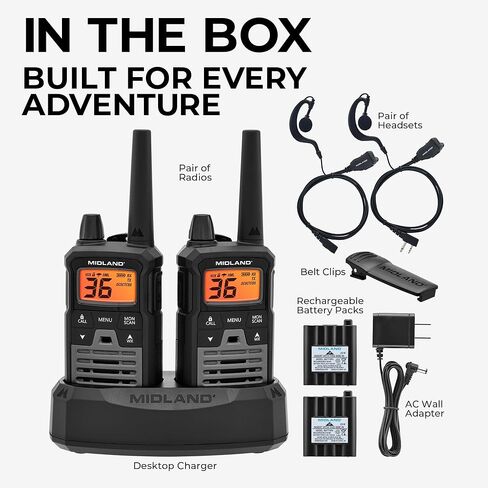Midland T290VP4 GMRS عالية الطاقة ثنائية الاتجاه | اتصال طويل المدى مع 36 قناة و 121 رموز الخصوصية | تصميم متين ، مقاوم للماء للمغامرات في الهواء الطلق in Kuwait