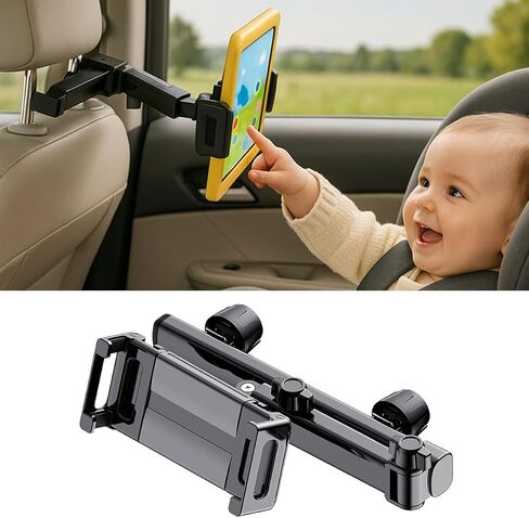 Tablet Holder for Car Headrest, [3 in 1 Adjustable Extension Arm] Universal Tablet Car Mount for Backseat Fit 4.7-12.9" Device Like Pro, Air, Mini, Galaxy Tablets – Travel Road Trip Essential for Kids in Saudi Arabia