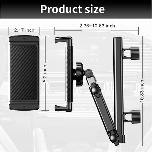Tablet Holder for Car Headrest, [3 in 1 Adjustable Extension Arm] Universal Tablet Car Mount for Backseat Fit 4.7-12.9" Device Like Pro, Air, Mini, Galaxy Tablets – Travel Road Trip Essential for Kids in Saudi Arabia