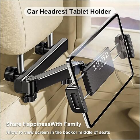 Tablet Holder for Car Headrest, [3 in 1 Adjustable Extension Arm] Universal Tablet Car Mount for Backseat Fit 4.7-12.9" Device Like Pro, Air, Mini, Galaxy Tablets – Travel Road Trip Essential for Kids in Saudi Arabia