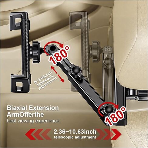 Tablet Holder for Car Headrest, [3 in 1 Adjustable Extension Arm] Universal Tablet Car Mount for Backseat Fit 4.7-12.9" Device Like Pro, Air, Mini, Galaxy Tablets – Travel Road Trip Essential for Kids in Saudi Arabia