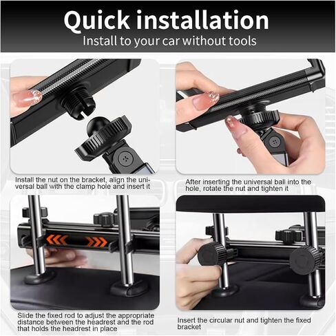 Tablet Holder for Car Headrest, [3 in 1 Adjustable Extension Arm] Universal Tablet Car Mount for Backseat Fit 4.7-12.9" Device Like Pro, Air, Mini, Galaxy Tablets – Travel Road Trip Essential for Kids in Saudi Arabia