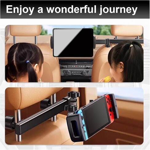 Tablet Holder for Car Headrest, [3 in 1 Adjustable Extension Arm] Universal Tablet Car Mount for Backseat Fit 4.7-12.9" Device Like Pro, Air, Mini, Galaxy Tablets – Travel Road Trip Essential for Kids in Saudi Arabia