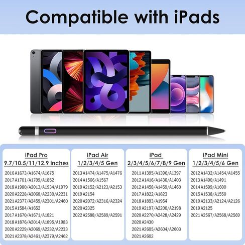 قلم الأسلوب لـ iPad - Active Stylus متوافق مع iPad Pro 9.7/10.5/11/12.9 ، iPad 4/5/6/7/8/9 GEN in Saudi Arabia