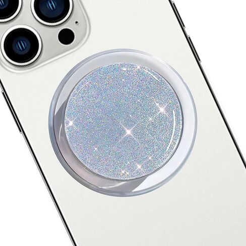 Magnetic Phone Grip Compatible with Magsafe，Collapsible Mobile Phone Stand Holder for Smartphone Tablet Cell Phone Accessory-Transparent (Shimmering Color) in Kuwait
