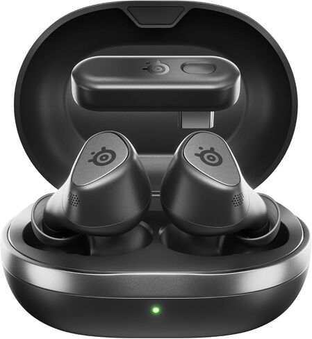 steelseries arctis gamebuds لـ PlayStation/PC/Switch/Mobile - 2.4 جيجا هرتز + Bluetooth 5.3 سماعات الأذن - إلغاء الضوضاء النشطة - IP55 مقاومة للماء - أسود (متجدد) in Saudi Arabia