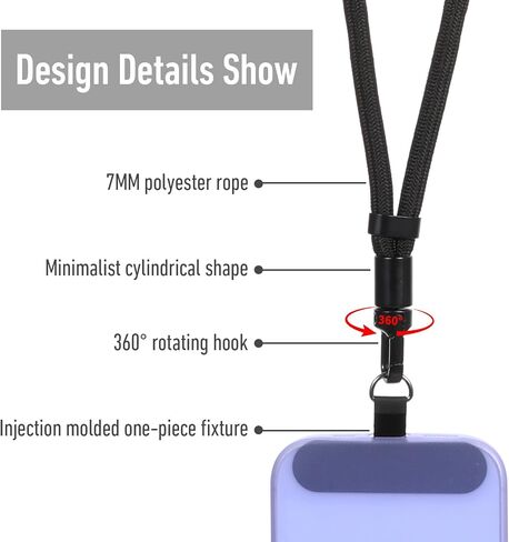 2 Pcs Black Hand Wrist Phone Lanyard, Universal Adjustable Phone Wrist Strap With 2 Metal Cellphone Tether Tabs Multifunctional Patch Cellphone Strap Lanyard for Smartphones Women and Men in Saudi Arabia