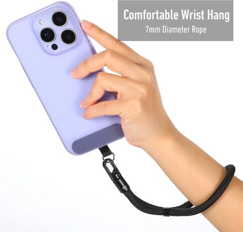 2 Pcs Black Hand Wrist Phone Lanyard, Universal Adjustable Phone Wrist Strap With 2 Metal Cellphone Tether Tabs Multifunctional Patch Cellphone Strap Lanyard for Smartphones Women and Men in Saudi Arabia