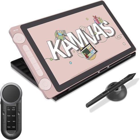 HUION Kamvas 13 (Gen 3) Drawing Tablet with Screen,13.3" Full-laminated Art Tablet with Anti-sparkle Canvas Glass, 99% sRGB, 16384 Pressure, Keydial Remote Keypad, Dual Dial for PC, Mac, Android, Pink in Saudi Arabia