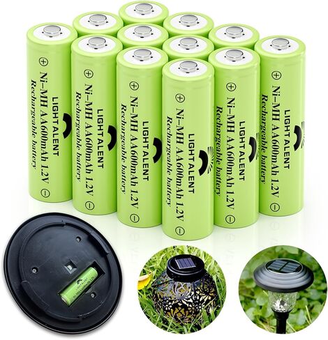 Lightalent Ni-MH AAA Rechargeable Batteries, Triple A High Capacity 1.2V Pre-Charged for Garden Landscaping Outdoor Solar Lights, String Lights, Pathway Lights (AAA-600mAh-12pack) in Saudi Arabia