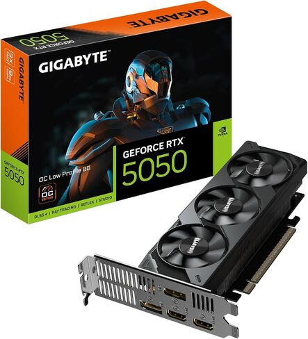 Gigabyte Geforce RTX 5050 OC بطاقة رسومات منخفضة 8G-8GB GDDR6 ، 128 بت ، PCI-E.0 ، 2587 ميجا هرتز ، 2 X DP ، 2 X HDMI ، NVIDIA DLSS 4 ، GV-N5050OC-8GL in Saudi Arabia