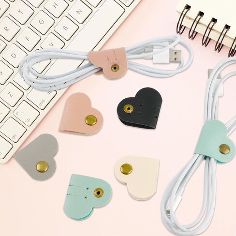 10 Pcs Data Cable Organizer,Cable Ties Reusable,Heart Cord Organizer for Electrical Cords, Cord Organizer for Earphone, Phone Charger(5 Colors) in Saudi Arabia