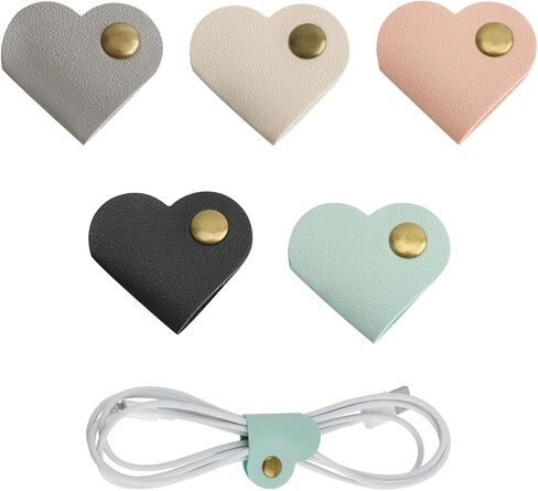 10 Pcs Data Cable Organizer,Cable Ties Reusable,Heart Cord Organizer for Electrical Cords, Cord Organizer for Earphone, Phone Charger(5 Colors) in Saudi Arabia