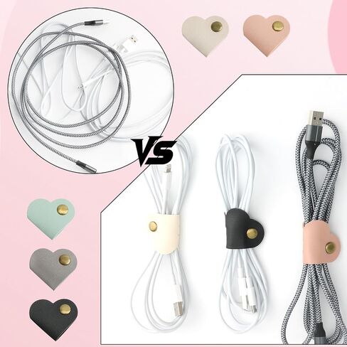 10 Pcs Data Cable Organizer,Cable Ties Reusable,Heart Cord Organizer for Electrical Cords, Cord Organizer for Earphone, Phone Charger(5 Colors) in Saudi Arabia