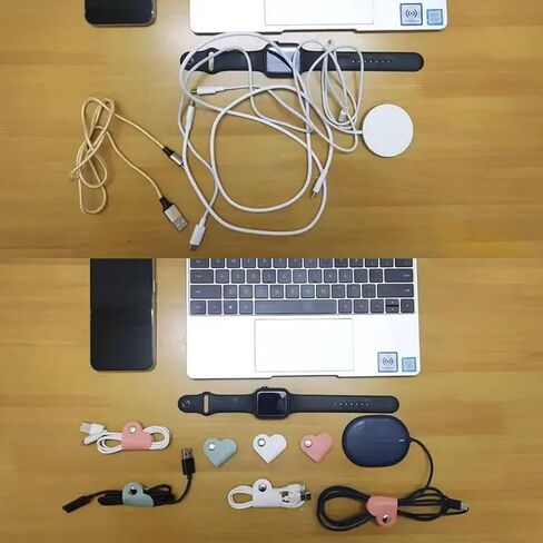 10 Pcs Data Cable Organizer,Cable Ties Reusable,Heart Cord Organizer for Electrical Cords, Cord Organizer for Earphone, Phone Charger(5 Colors) in Saudi Arabia