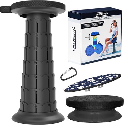 2025 Upgraded XXL Collapsible Stool with Cushion 20.4", 200Kg Max Weight, Wider & Taller Pop Up Seat, Heavy Duty Portable Retractable Folding Stool or Travel Foot Rest, Gift for Camping & Outdoors in Saudi Arabia