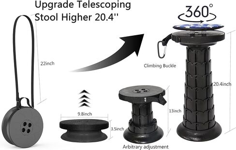 2025 Upgraded XXL Collapsible Stool with Cushion 20.4", 200Kg Max Weight, Wider & Taller Pop Up Seat, Heavy Duty Portable Retractable Folding Stool or Travel Foot Rest, Gift for Camping & Outdoors in Saudi Arabia