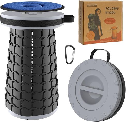 2025 Upgraded XXL Collapsible Stool with Cushion 20.4", 200Kg Max Weight, Wider & Taller Pop Up Seat, Heavy Duty Portable Retractable Folding Stool or Travel Foot Rest, Gift for Camping & Outdoors in Kuwait