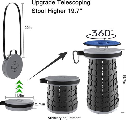 2025 Upgraded XXL Collapsible Stool with Cushion 20.4", 200Kg Max Weight, Wider & Taller Pop Up Seat, Heavy Duty Portable Retractable Folding Stool or Travel Foot Rest, Gift for Camping & Outdoors in Kuwait