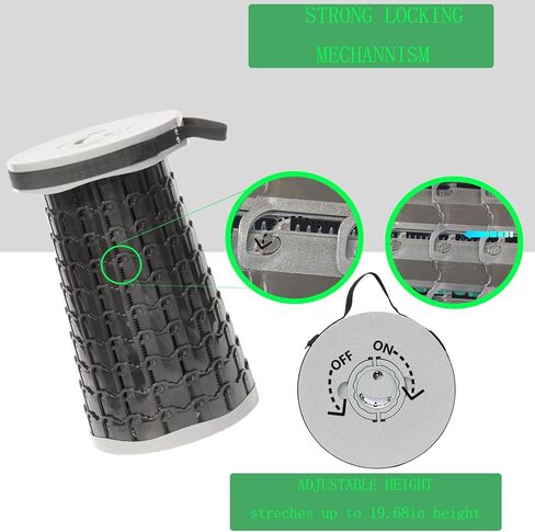 2025 Upgraded XXL Collapsible Stool with Cushion 20.4", 200Kg Max Weight, Wider & Taller Pop Up Seat, Heavy Duty Portable Retractable Folding Stool or Travel Foot Rest, Gift for Camping & Outdoors in Kuwait