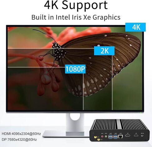 MSECORE MINI MINI PC ، كمبيوتر سطح المكتب مع CORE I7-1165G7 ، 16G DDR4 RAM ، 256G NVME SSD ، 4K ، 1*HDMI ، 1*DP ، VESA ، Windows 11 Pro in Kuwait