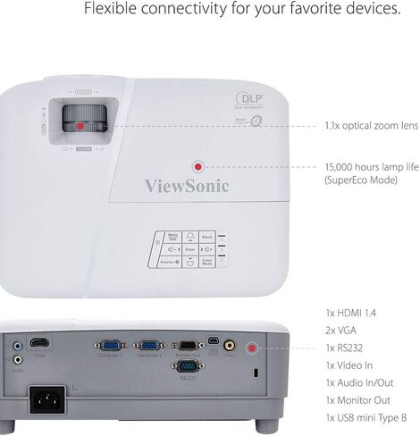 ViewSonic PA503x 4000 Lumens XGA High Brightness Ordersor مع HDMI keystone keystone ودعم 1080 بكسل (متجدد) in Saudi Arabia