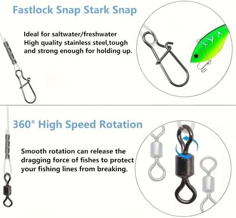 Pack of 20 Fishing Leader Line with Swivels and Fluorocarbon Leader Set for Freshwater Saltwater Fluorocarbon Fishing Dropshipping in Saudi Arabia