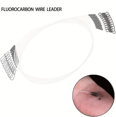 Pack of 20 Fishing Leader Line with Swivels and Fluorocarbon Leader Set for Freshwater Saltwater Fluorocarbon Fishing Dropshipping in Saudi Arabia