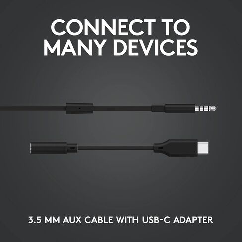 Logitech G333 Gaming Earphones with Dual Audio Drivers, in-line mic and Volume Control, Compatible with PC/PS/Xbox/Nintendo/Mobile with 3.5mm Aux or USB-C Port - Black in Saudi Arabia