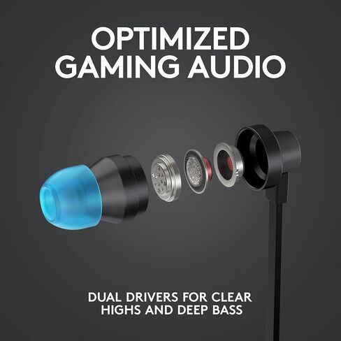 Logitech G333 Gaming Earphones with Dual Audio Drivers, in-line mic and Volume Control, Compatible with PC/PS/Xbox/Nintendo/Mobile with 3.5mm Aux or USB-C Port - Black in Saudi Arabia