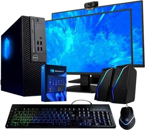 Dell Optiplex Computer PC w/RGB Lighting | Windows 11 Pro | Intel Core i5-9500 | 16GB RAM 500GB NVME | Renewed Dual 22" LCDs | Office Bundle | 5G WiFi + BT (Renewed) in Saudi Arabia