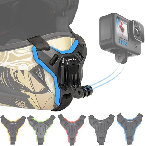 Action Pro™ Helmet Chin Mount Strap Compatible with GoPro Hero 12 11 10 9 8 7 6 5 4 SJCAM DJI Osmo Insta 360 and All Action Cameras (Blue) in Saudi Arabia