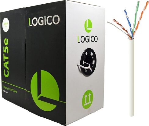 Logico Cat5e Riser Cmr ul Etl Copper Ethernet Network Cable 350MHz UTP 24AWG 1000FT Blue in Saudi Arabia