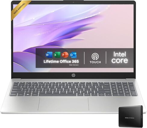 HP Pavilion Touchscreen Laptop with Lifetime Office 365 for The Web, 1TB Storage (512GB SSD and 512GB External), 16GB RAM, Intel 6-Core (Beat i5-1155G7), Windows 11 Pro w/o Mouse in Saudi Arabia