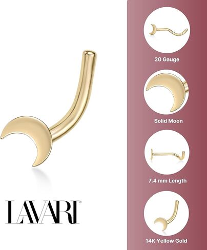 مجوهرات لافاري 20 خاتم أنف منحني من الذهب عيار 14 قيراط من الذهب الأصفر للجنسين، خاتم أنف لا يسبب الحساسية، مجوهرات ثقب الأنف 20 جرام in Kuwait