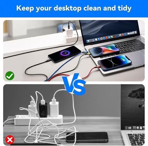 6 in 1 Multi Charging Cable, USBA/C Universal Charging Cords, 2 Pack 10Ft in Kuwait