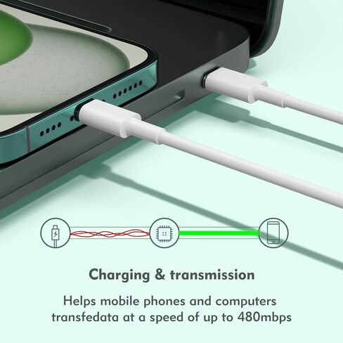 USB C to USB C Cable 60W 6 FT USB Type C Fast Charging Cable for i-Phone 16/16 Plus/16 Pro Max/15/15 Plus/15 Pro Max, Mac-Book Pro, iPad Pro Air in Saudi Arabia