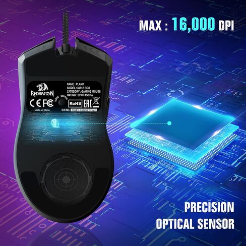 Redragon Gaming Mouse, Wired Gaming Mouse 16,000 DPI Opitacl Sensor, Mouse with Fire Button, Macro Editing Programmable RGB Ergonomic Mouse for Laptap/PC/Mac in Saudi Arabia