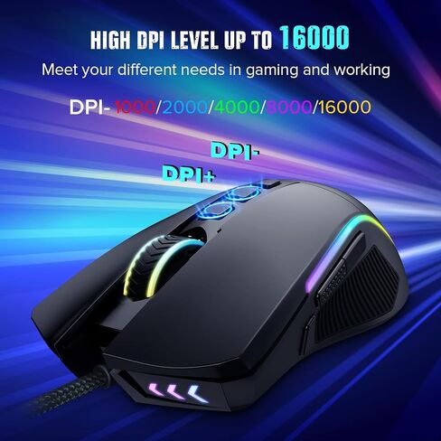 Redragon Gaming Mouse, Wired Gaming Mouse 16,000 DPI Opitacl Sensor, Mouse with Fire Button, Macro Editing Programmable RGB Ergonomic Mouse for Laptap/PC/Mac in Saudi Arabia