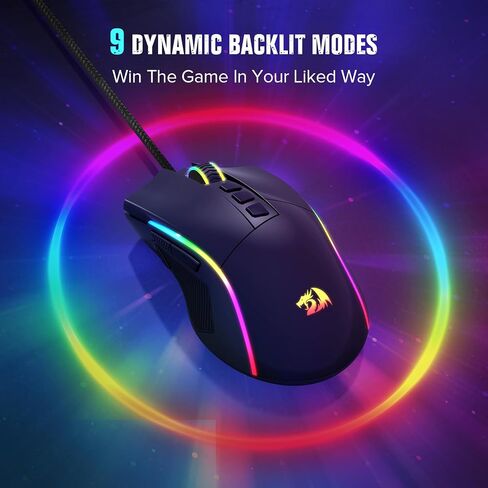 Redragon Gaming Mouse, Wired Gaming Mouse 16,000 DPI Opitacl Sensor, Mouse with Fire Button, Macro Editing Programmable RGB Ergonomic Mouse for Laptap/PC/Mac in Saudi Arabia
