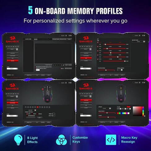 Redragon Gaming Mouse, Wired Gaming Mouse 16,000 DPI Opitacl Sensor, Mouse with Fire Button, Macro Editing Programmable RGB Ergonomic Mouse for Laptap/PC/Mac in Saudi Arabia
