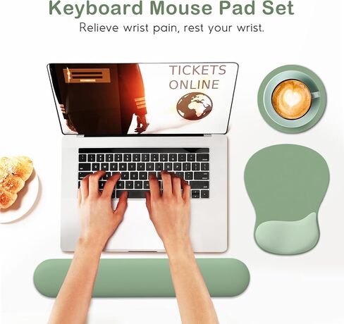 راحة معصم لوحة المفاتيح Dinky ، وسادة الماوس مع قاعدة PU غير المنقولة ، ورغوة الذاكرة سهلة كتابة المعصم Mousepad لمكتب ألعاب الكمبيوتر المحمول للكمبيوتر ، Mocha بني in Kuwait