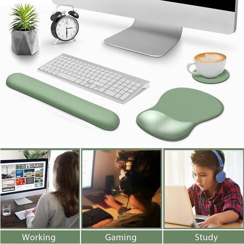 راحة معصم لوحة المفاتيح Dinky ، وسادة الماوس مع قاعدة PU غير المنقولة ، ورغوة الذاكرة سهلة كتابة المعصم Mousepad لمكتب ألعاب الكمبيوتر المحمول للكمبيوتر ، Mocha بني in Kuwait