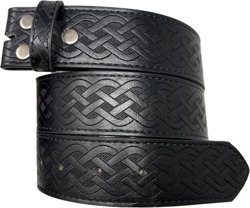 BC Belts Leather Belt Strap with Embossed Celtic Knot Weave Pattern 1.5" Wide with Snaps in Kuwait